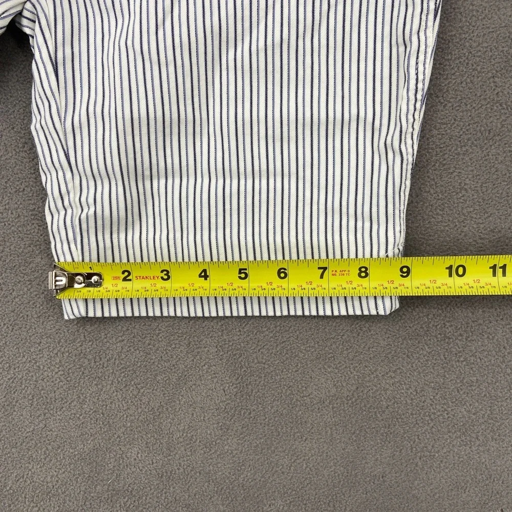 Hilary Radley Bermuda Shorts Womens Medium Blue White Pinstripe Stretch Mid Rise